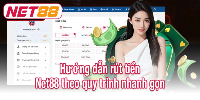 Hướng dẫn rút tiền Net88 theo quy trình nhanh gọn